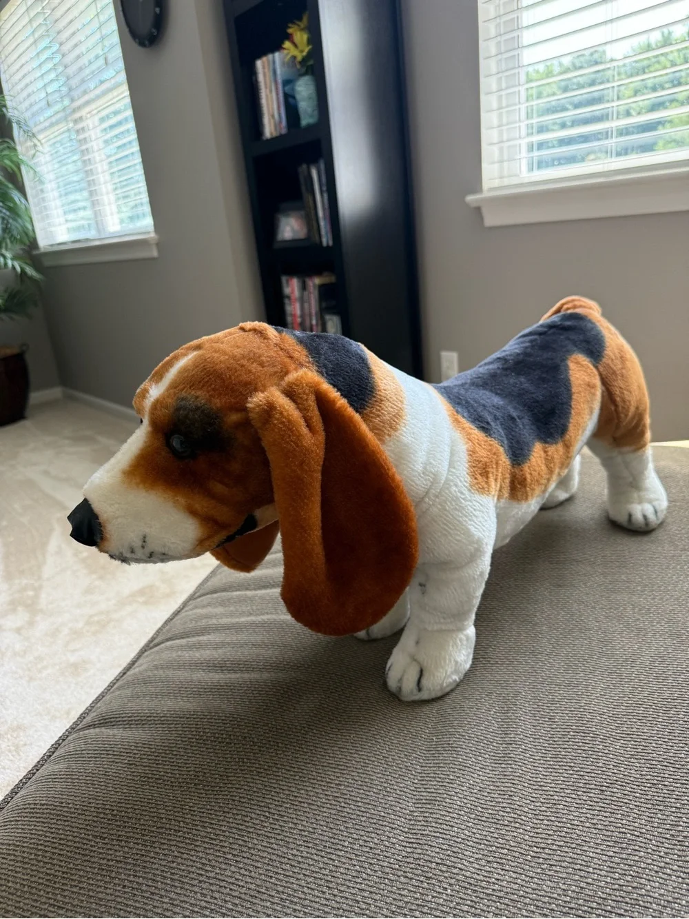Melissa & Doug Brown Black White Tricolor Basset Hound Plush